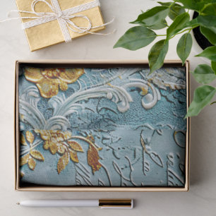 Rococo Blue Gold Italian Romantic  Tissue Paper