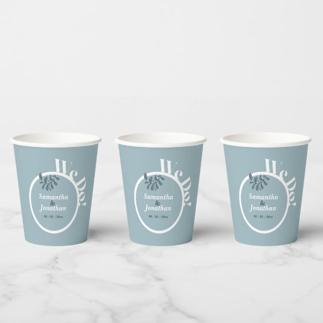 Rococo Blue Simple Wedding Paper Cups (Multi)