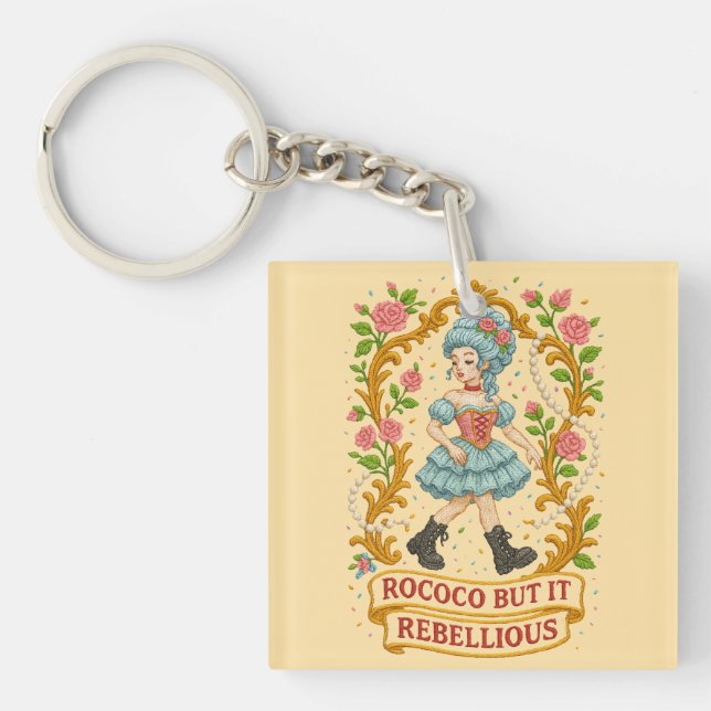 Rococo But Make It Rebellious" Stitched Aesthetic  Key Ring (Front)