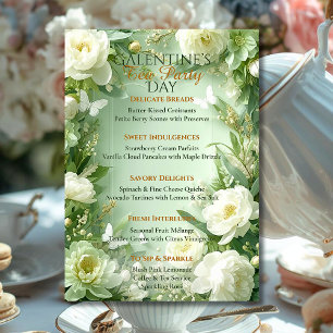 Rococo Butterfly Garden Galentine Tea Party Menu Invitation