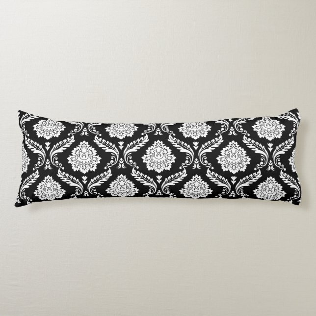 Rococo Damask 2Way Pattern Black+White Body Cushion (Front)