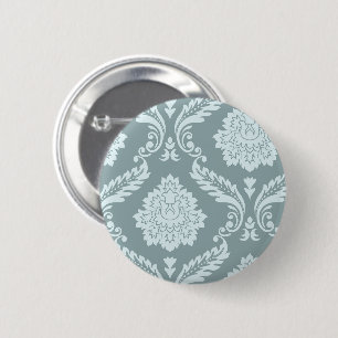 Rococo Damask Art I Duck Egg Blue+Teal 6 Cm Round Badge