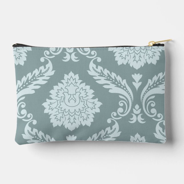 Rococo Damask Art I Duck Egg Blue+Teal Accessory Pouch (Back)