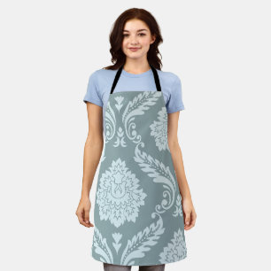Rococo Damask Art I Duck Egg Blue+Teal Apron