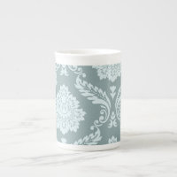 Rococo Damask Art I Duck Egg Blue+Teal