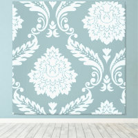 Rococo Damask Art I Duck Egg Blue+Teal