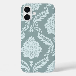 Rococo Damask Art I Duck Egg Blue+Teal iPhone 16 Plus Case