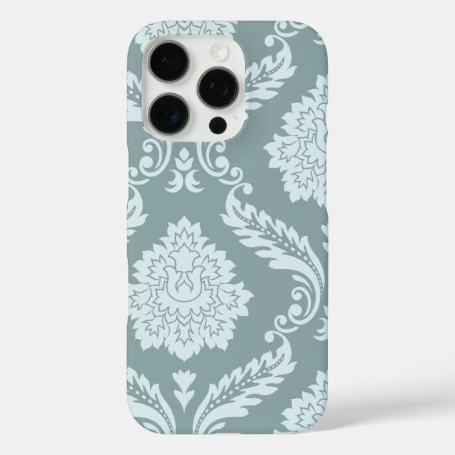 Rococo Damask Art I Duck Egg Blue+Teal Case-Mate iPhone Case (Back)
