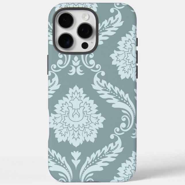 Rococo Damask Art I Duck Egg Blue+Teal Case-Mate iPhone Case (Back)