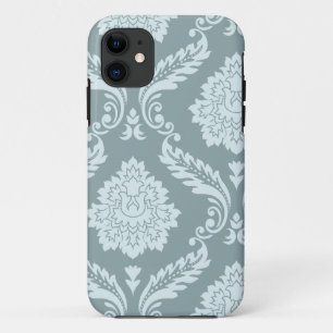 Rococo Damask Art I Duck Egg Blue+Teal iPhone 11 Case
