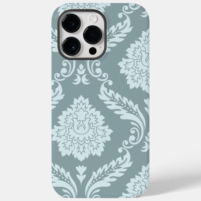 Rococo Damask Art I Duck Egg Blue+Teal Case-Mate iPhone Case (Back)
