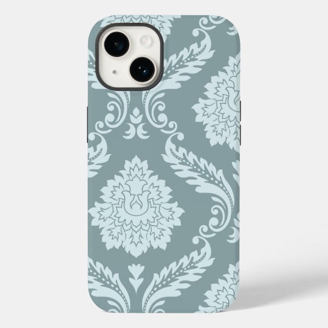 Rococo Damask Art I Duck Egg Blue+Teal Case-Mate iPhone Case (Back)