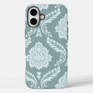 Rococo Damask Art I Duck Egg Blue+Teal iPhone 16 Plus Case