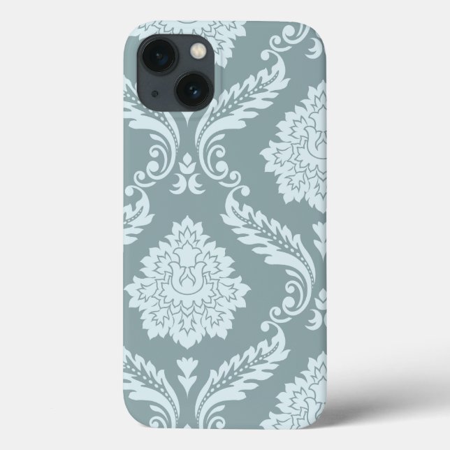 Rococo Damask Art I Duck Egg Blue+Teal Case-Mate iPhone Case (Back)
