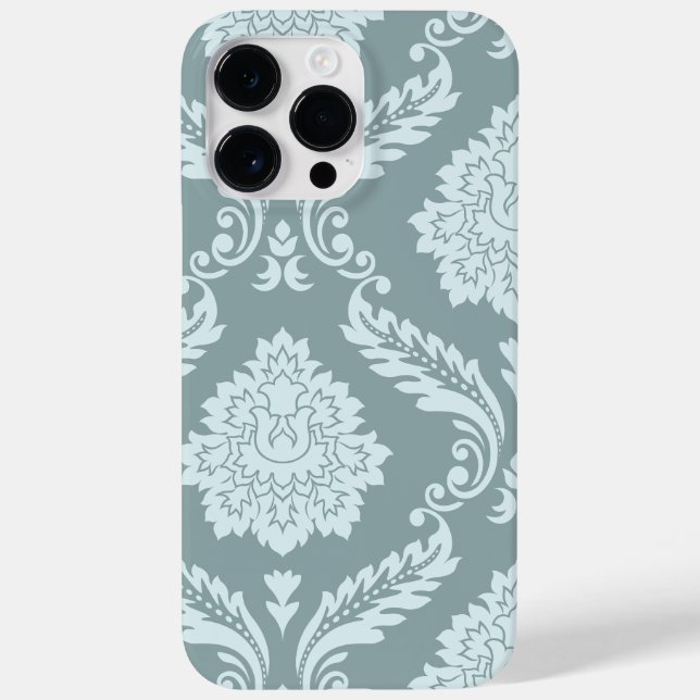 Rococo Damask Art I Duck Egg Blue+Teal Case-Mate iPhone Case (Back)