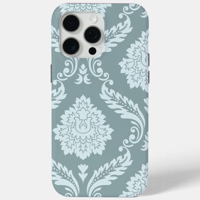 Rococo Damask Art I Duck Egg Blue+Teal Case-Mate iPhone Case (Back)