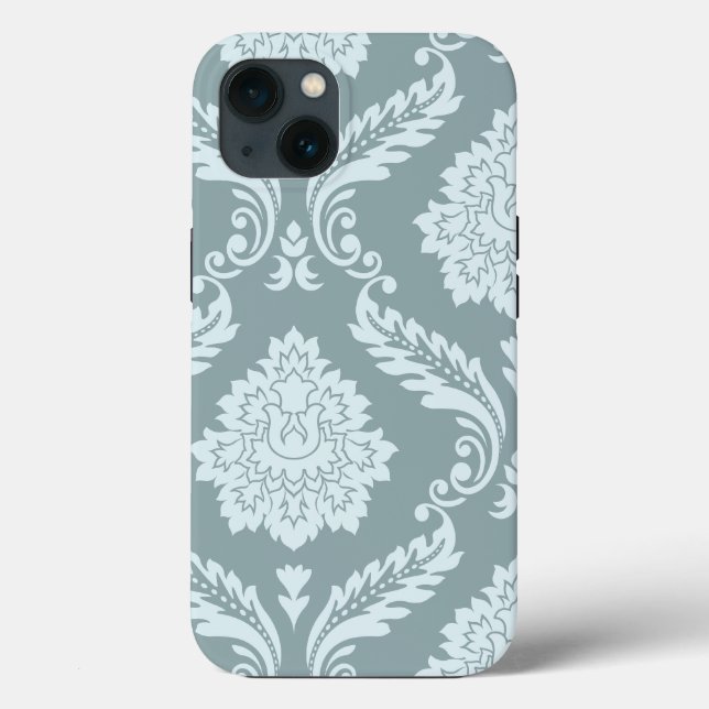 Rococo Damask Art I Duck Egg Blue+Teal Case-Mate iPhone Case (Back)