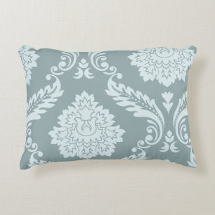 Rococo Damask Art I Duck Egg Blue+Teal Decorative Cushion