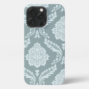 Rococo Damask Art I Duck Egg Blue+Teal iPhone 13 Pro Case