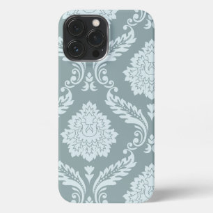 Rococo Damask Art I Duck Egg Blue+Teal iPhone 13 Pro Max Case