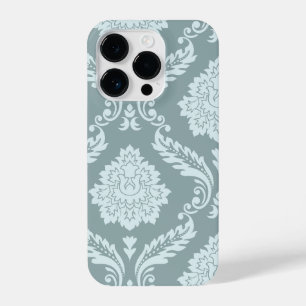 Rococo Damask Art I Duck Egg Blue+Teal iPhone 14 Pro Case