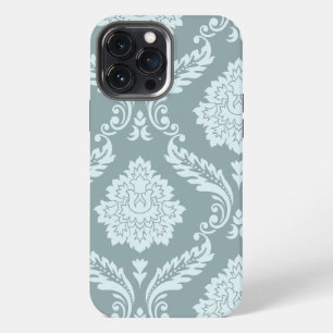 Rococo Damask Art I Duck Egg Blue+Teal iPhone 13 Pro Max Case
