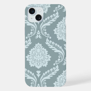 Rococo Damask Art I Duck Egg Blue+Teal iPhone 15 Plus Case