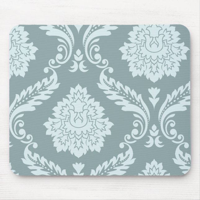 Rococo Damask Art I Duck Egg Blue+Teal Mouse Mat (Front)