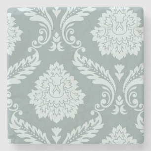 Rococo Damask Art I Duck Egg Blue+Teal Stone Coaster