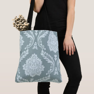 Rococo Damask Art I Duck Egg Blue+Teal Tote Bag