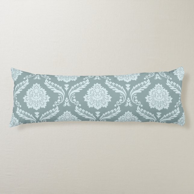 Rococo Damask Big Pattern Duck Egg Blue+Teal Body Cushion (Front)
