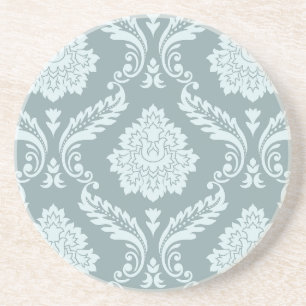 Rococo Damask Big Pattern Duck Egg Blue+Teal Coaster