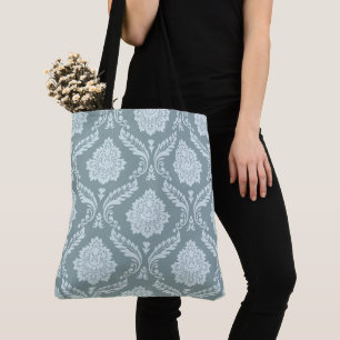 Rococo Damask Big Pattern Duck Egg Blue+Teal Tote Bag