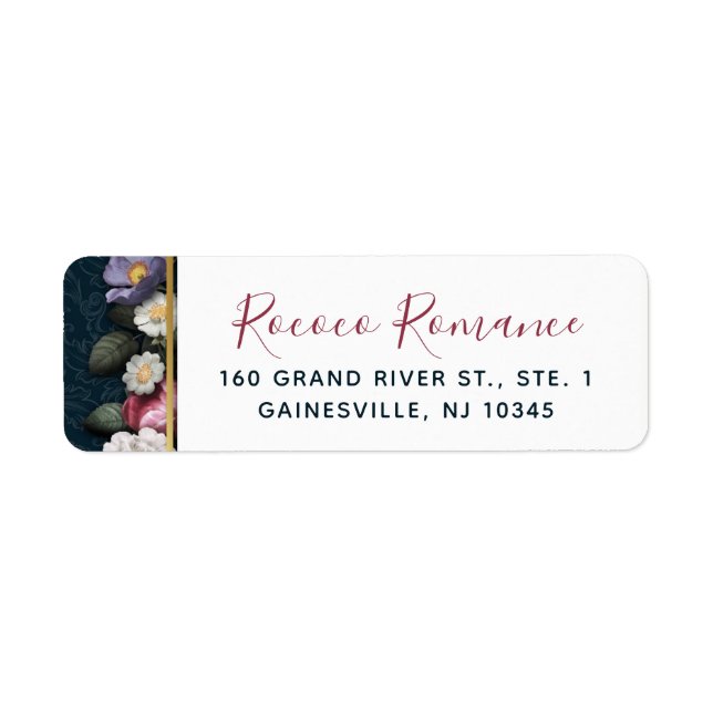 Rococo Damask & Elegant Floral Return Address (Front)
