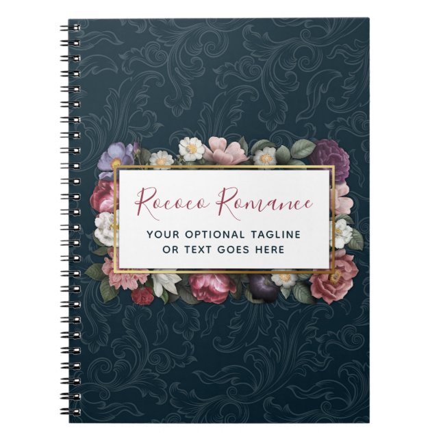 Rococo Damask & Elegant Floral Vintage Feminine Notebook (Front)