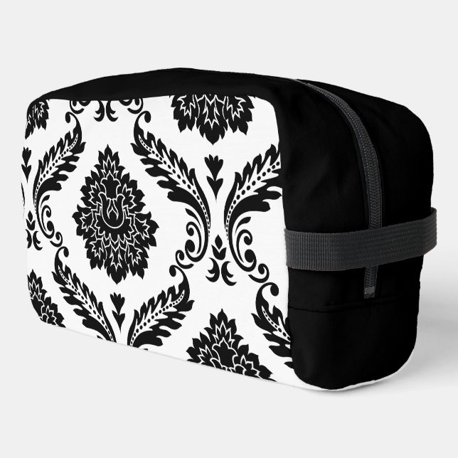 Rococo Damask Lg Off-Set Pattern Black on White Dopp Kit (Left Corner)