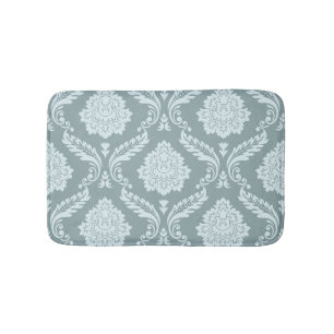 Rococo Damask Lg Pattern Duck Egg Blue+Teal Bath Mat