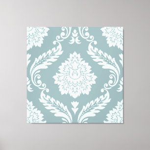 Rococo Damask Lg Pattern Duck Egg Blue+Teal Canvas Print