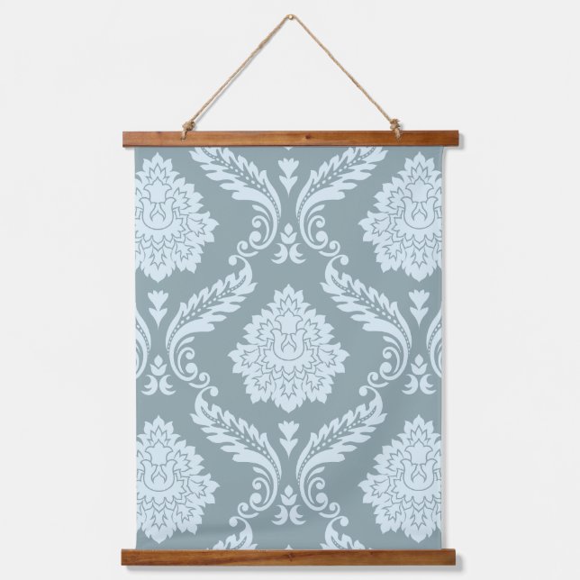 Rococo Damask Lg Pattern Duck Egg Blue+Teal Hanging Tapestry (Front)