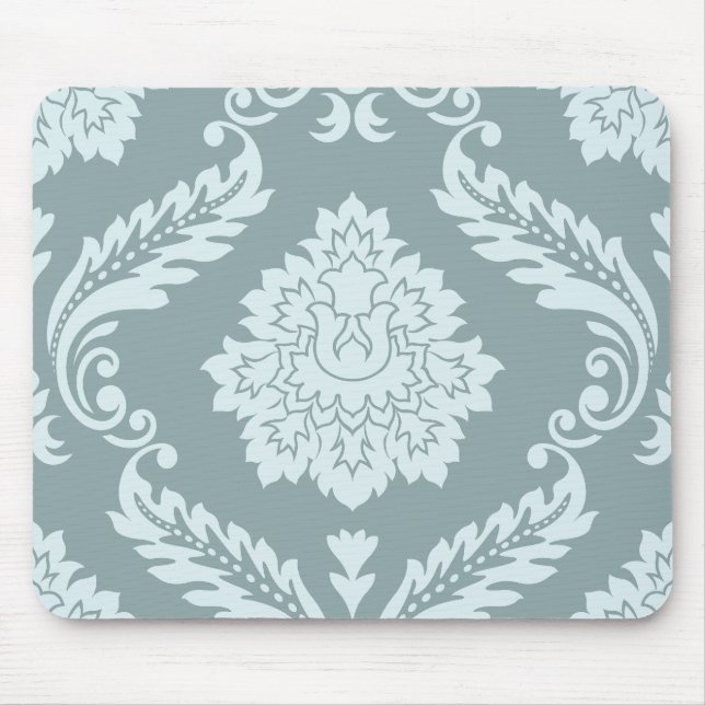 Rococo Damask Lg Pattern Duck Egg Blue+Teal Mouse Mat (Front)