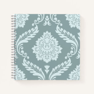 Rococo Damask Lg Pattern Duck Egg Blue+Teal Notebook