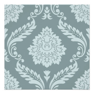 Rococo Damask Lg Pattern Duck Egg Blue+Teal Poster