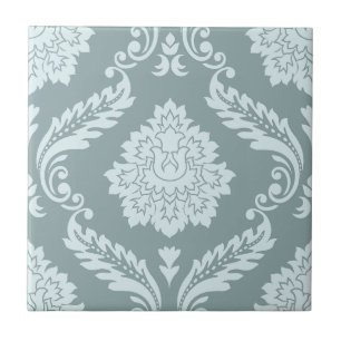 Rococo Damask Lg Pattern Duck Egg Blue+Teal Tile