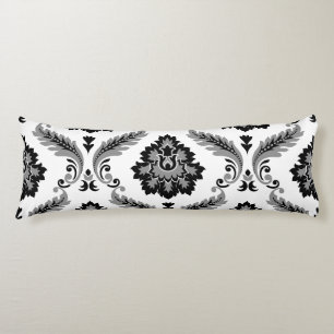 Rococo Damask Lg Pattern Grey Black White Body Cushion