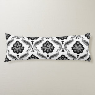 Rococo Damask Lg Pattern Grey Black White Body Cushion