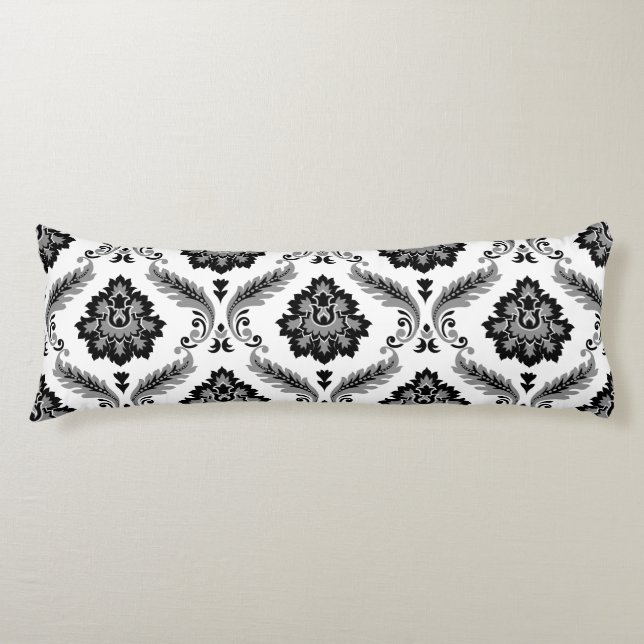 Rococo Damask Lg Pattern Grey Black White Body Cushion (Front)