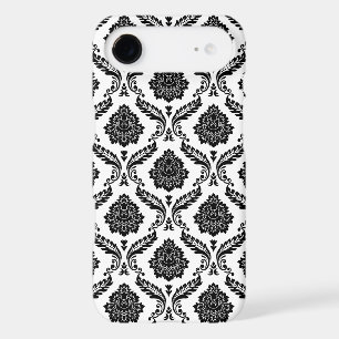 Rococo Damask Pattern Black on White