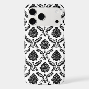 Rococo Damask Pattern Black on White