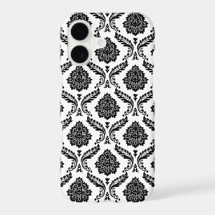 Rococo Damask Pattern Black on White