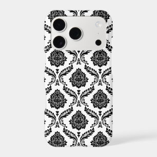 Rococo Damask Pattern Black on White
